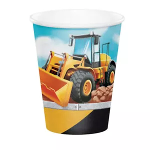 Construction Party Supplies Big Dig Paper Cups 8Pk Birthday Tableware Trucks Boy - Picture 1 of 1