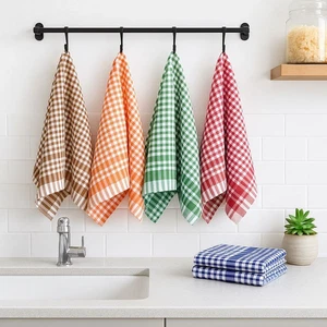 Austin Check Kitchen Tea Towels (3 & 6 Pack) Soft, Absorbent Cotton Dish Cloths - Picture 1 of 8