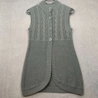 Colete suéter Bongo feminino sem mangas cinza malha cabo tamanho médio - Imagem 1 de 4