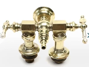 Antiker viktorianischer Messing Gold Wasserhahn aus dem 19. Jahrhundert 9 Zoll breit x 6 Zoll hoch x 6 Zoll tief - Bild 1 von 5