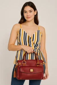 Dooney & Bourke AWL Satchel Leder Tasche Chestnut mit Geldbörse Vintage Pebble - Bild 1 von 21