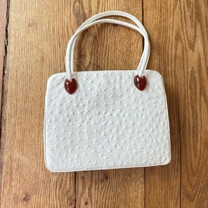 Vintage 1950’s Leather Handbag Purse Rare Ostrich Leather With Coin Purse - Picture 1 of 12