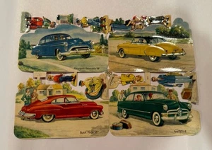 VTG Die Cut Embossed Paper Of Vintage People And Cars - Made In Germany - Picture 1 of 3