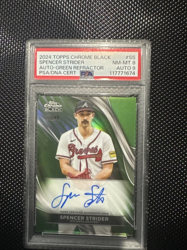 2024 Topps Chrome Black - Auto Spencer Strider #CBA-SS Green Refractor 12/99 - Image 1 of 1