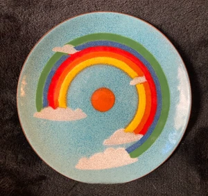 Vtg. Annemarie Davidson 6" Enamel On Copper "Rainbow Clouds" Plate...MCM..RARE! - Picture 1 of 4