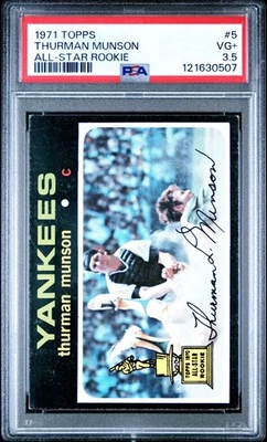 Tarjeta de béisbol 1971 Topps Thurman Munson #5 *sin pliegues* *centrada* PSA 3,5 en muy buena condición+ Foto 1 de 2