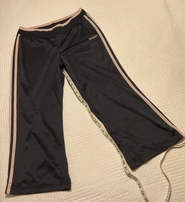 Adidas Women’s Charcoal Gray Grey w/ Pink Stripes Capri Athletic Pants sz Medium - Image 1 of 4