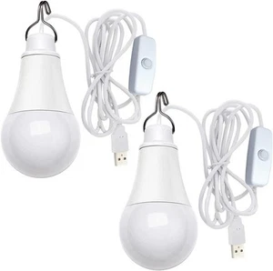 2 Pack USB Camping Lights 10W Bulb Portable Light 700 Lumen LED White - Picture 1 of 8