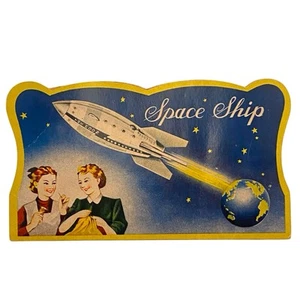 SPACE SHIP Gold Sewing Needle Threader Book Incomplete 1950's VINTAGE - Picture 1 of 3