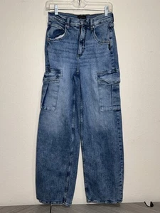 Silver Jeans Medium Wash Cargo Jeans 28x31 Wide Leg - Picture 1 of 8