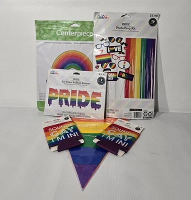 NEW! "PRIDE" Rainbow Themed Party Supplies Decorations Kit, 6 Pieces - Image 1 of 4