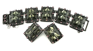 Sarah Coventry Bracelet Clip Earrings Set Midnight Magic Runway Set Signed #351 - Picture 1 of 10