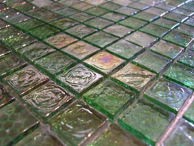 Glasmosaik Mosaik Fliesen Klarglas Perlmutt Metall grün 8mm dusche bad küche TOP - Bild 1 von 3