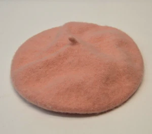 Pink Wool Beret Womens Small Fuzzy Stretch French Boho Artist Felt Travel Warm - Picture 1 of 8