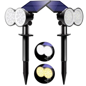 Solar Spot Lights Outdoor, 2 Pack Daylight & Warm White Solar Spotlights - Picture 1 of 6