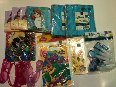Disney Princess  Kids Party Lot napkins, Barbie glasses, Barney , blowouts H2 - Изображение 1 из 4
