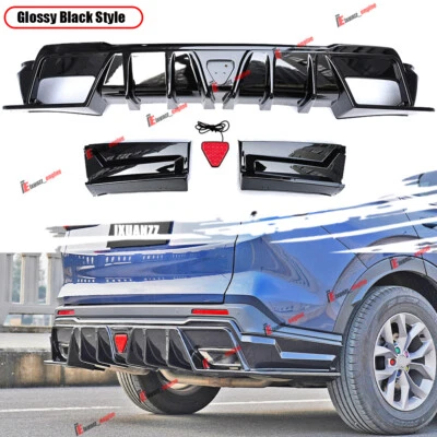 Se adapta a 23-26 Honda CR-V híbrido negro brillante parachoques trasero difusor de labios PP con kit LED Foto 1 de 4