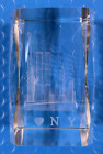 I Love New York 3D Laser Etched Glass Paperweight (3 IN)