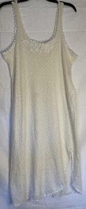 Vintage Ivory Lace Polka Dot Karessah by Henson USA L Nightgown Slip Dress - Picture 1 of 6