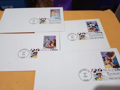 FIRST DAY COVERS SET OF 4 " THE ART OF DISNEY ROMANCE"  NEW - Image 1 of 4