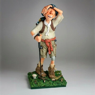 Statuina ragazzo in gita trekking figura caricatura escursionista Forchino 43 cm Foto 1 de 4