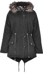 Ladies FUR OVERSIZED HOOD PARKA Girl Vivi Women DUFFLE JACKET COAT FISHTAIL10-20 - Picture 1 of 2