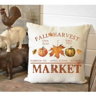 Fall Harvest Pillow Cover, Indoor/Outdoor, Autumn Decorating, 16x16 inches - Image 1 of 3