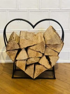 Metall Kaminholz Regal "Herz" schwarz, Holz Ständer Brennholz Lager Feuerholz - Bild 1 von 6