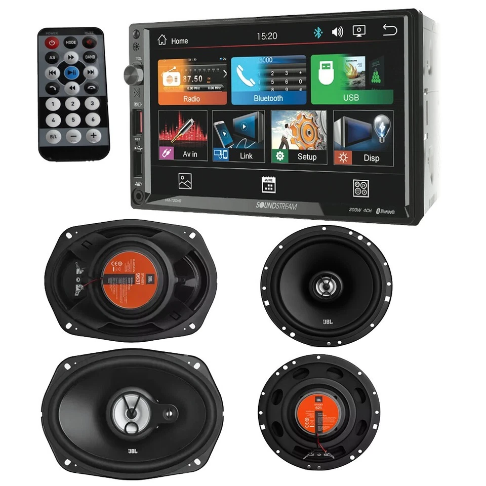 JBL 6.5"+ 6x9" Car speakers  & 7"  Double DIN Bluetooth USB Car Stereo Radio - Image 1 of 4