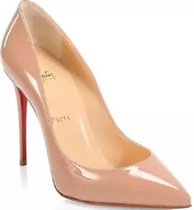 Nuevo LOUBOUTIN $795 Beige Clásico Patente Pigalle 100mm Stiletto Bombas Italia UE 35 - Imagen 1 de 8