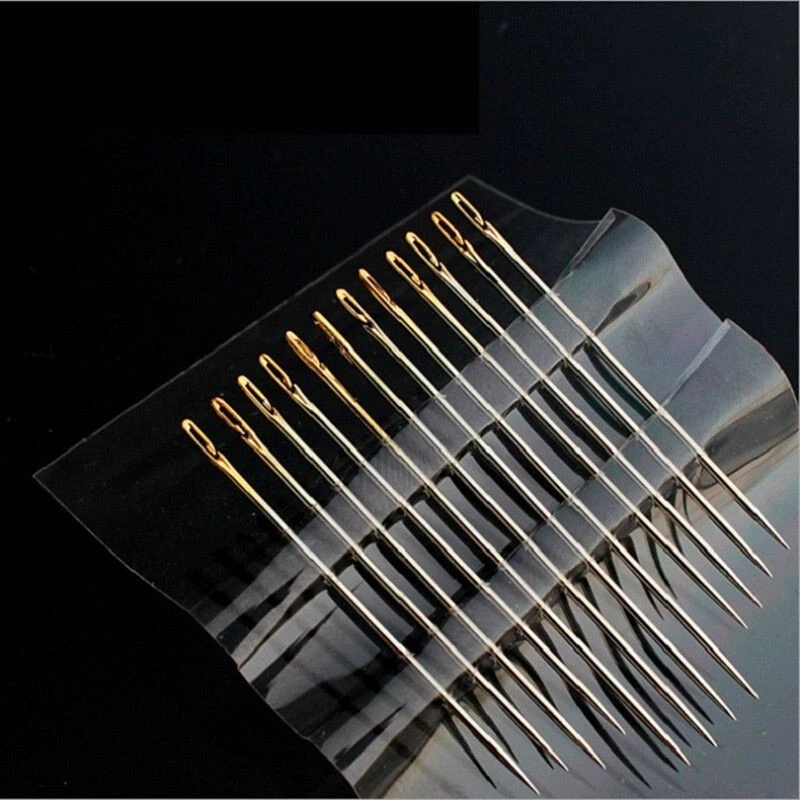 12pc Hand Sewing Needles Stainless Steel Self-Threading Gold Multi Size - Image 1 of 1