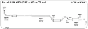 MARMITTA CENTRALE PER FORD Escort III 1,6 XR3i 1597 cc 105 cv/77Kw 11/82/05/83 - Imagen 1 de 1