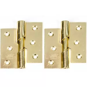 LEFT RISING HINGES x2 Thick Brass Steel Lift Off Door Frame Hang Set 75mm/3" - Picture 1 of 7