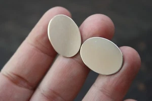 925 Sterling Silver SIMMONS Oval Smooth/Shiny Finish Engraveable Cufflinks 7.4g - Picture 1 of 10