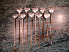 10 Deko Herzen silber 4x3,5cm mit Holzstiel Bastel Material Valentinstag