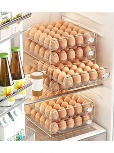 Stackable Egg Container for Fridge - Clear Plastic Egg Storage Box w/ Drawers - Picture 1 of 46