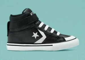 CONVERSE SNEAKERS RAGAZZO PRO BLAZE HI con STRAPPO A01072C NERO BIANCO in PELLE - Picture 1 of 10