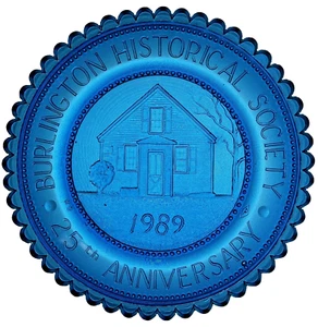 Burlington MA Historical Soc. West School VTG Pressed Glass Pairpoint Cup Plate - Picture 1 of 7