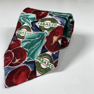 Men's Necktie Tabasco Novelty Tie 56" Silk Made in USA Reds Green Blues White - Image 1 of 4