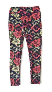 LuLaRoe Leggings New Pink/White Roses Fall Floral One Size - Picture 1 of 4