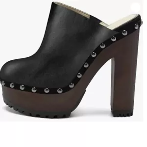 XYD Cork Platform Super High Heels Mules for Women Chunky Block Heel Black Shoes - Picture 1 of 8