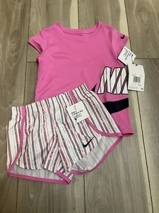 NIKE AUTHENTIC GIRLS ORIGINAL BRAND NEW 2Pc Tee & SHORTS SET Sz 4 NWT MSRP $40 - Picture 1 of 6