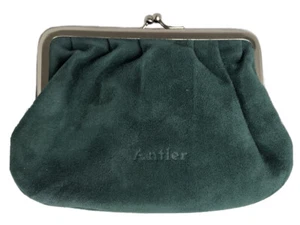 Designer Antler Ladies Soft Real Leather Forest Green Purse Clutch Vintage Style - Picture 1 of 5