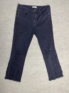 Free People Embroidered Girlfriend Jean Black/Gray Size 30 - Picture 1 of 11