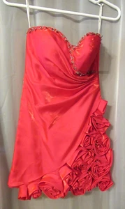 Terani Teen Holiday Party Pageant Prom Dress Hot Pink Rhinestones Rossettes Sz 4 - Picture 1 of 7