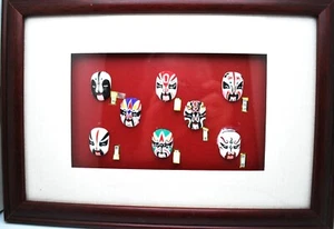 WOW Máscaras faciales chinas antiguas hechas a mano para hombre, dioses de puerta, caja de sombras enmarcada - Imagen 1 de 7
