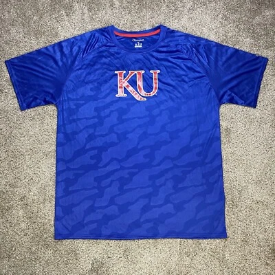 Camisa Kansas Jayhawks Para Hombres XL Campeón Estampado Manchado Poli KU Baloncesto NCAA Foto 1 de 4