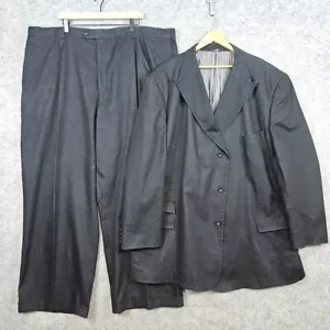 Caravelli Fusion Men's Black 2-Pc Suit 54L Blazer 48x31 Pants Church SMUDGES - Picture 1 of 16