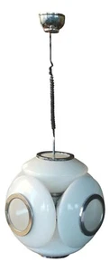 grande lampadario anni 70 produzione Mazzega a 6 luci in vetro lattimo vintage - Imagen 1 de 4