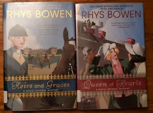 Lot of 2 Rhys Bowen HB Books Queen of Hearts Heirs Graces Royal Spyness Mystery - Picture 1 of 3